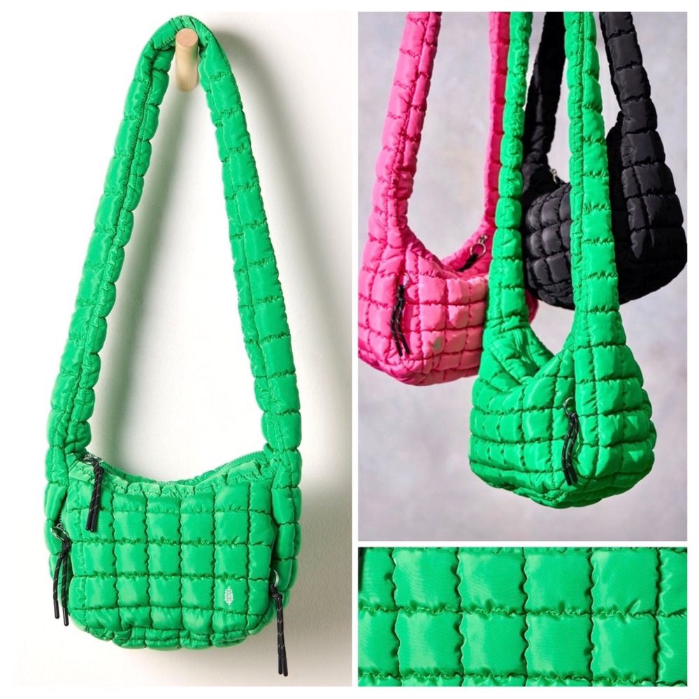 NWT Free People Movement Quilted Baby Carryall Crossbody Bag in Kelly Green - Picture 3 of 12